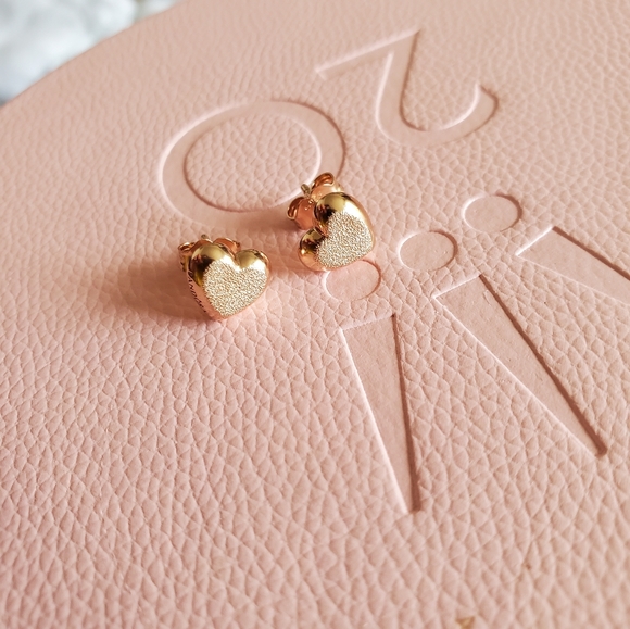 Pandora Rose Heart Matte Earrings - Picture 1 of 4